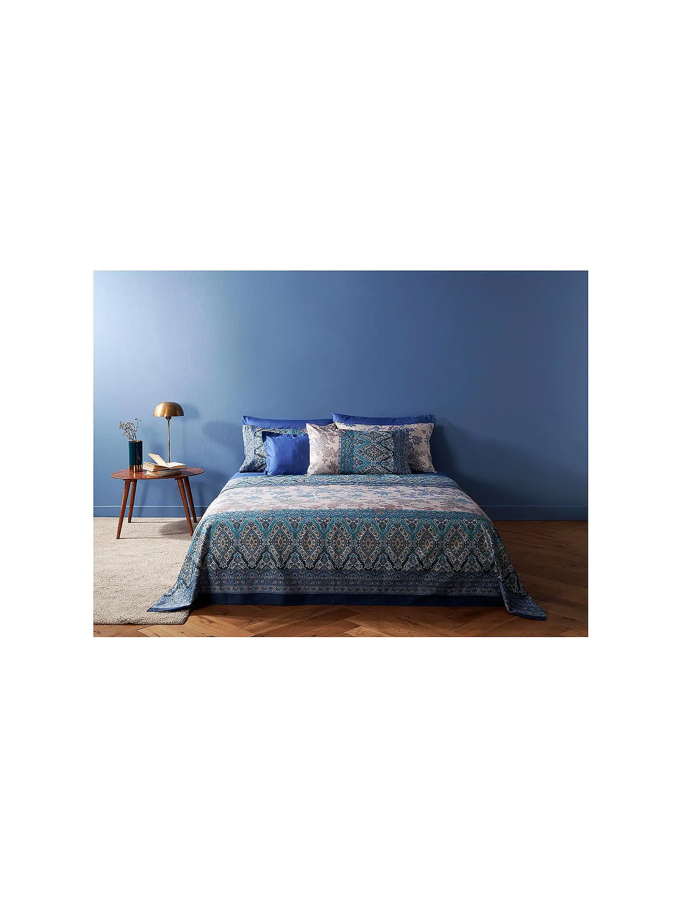 BASSETTI | Satin Bettwäsche 140x200cm AGRIGENTO Grau | hellblau